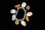 burgers and eggs funky kitcsh charm bracelet